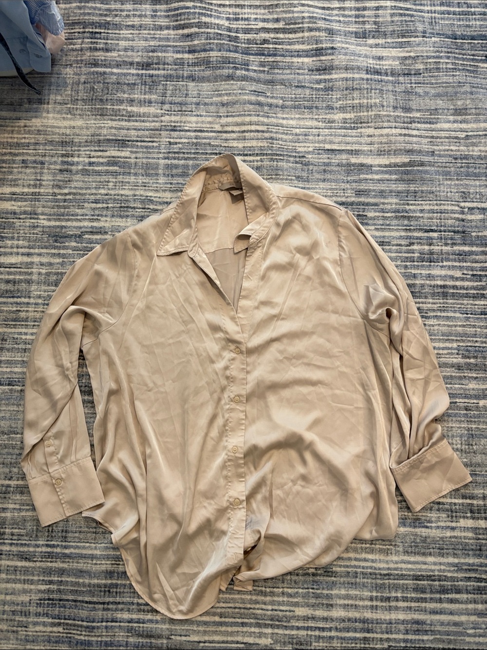 H&M Beige Long-Sleeve Button-Up Blouse